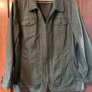 Liz & Me Olive denim jacket.